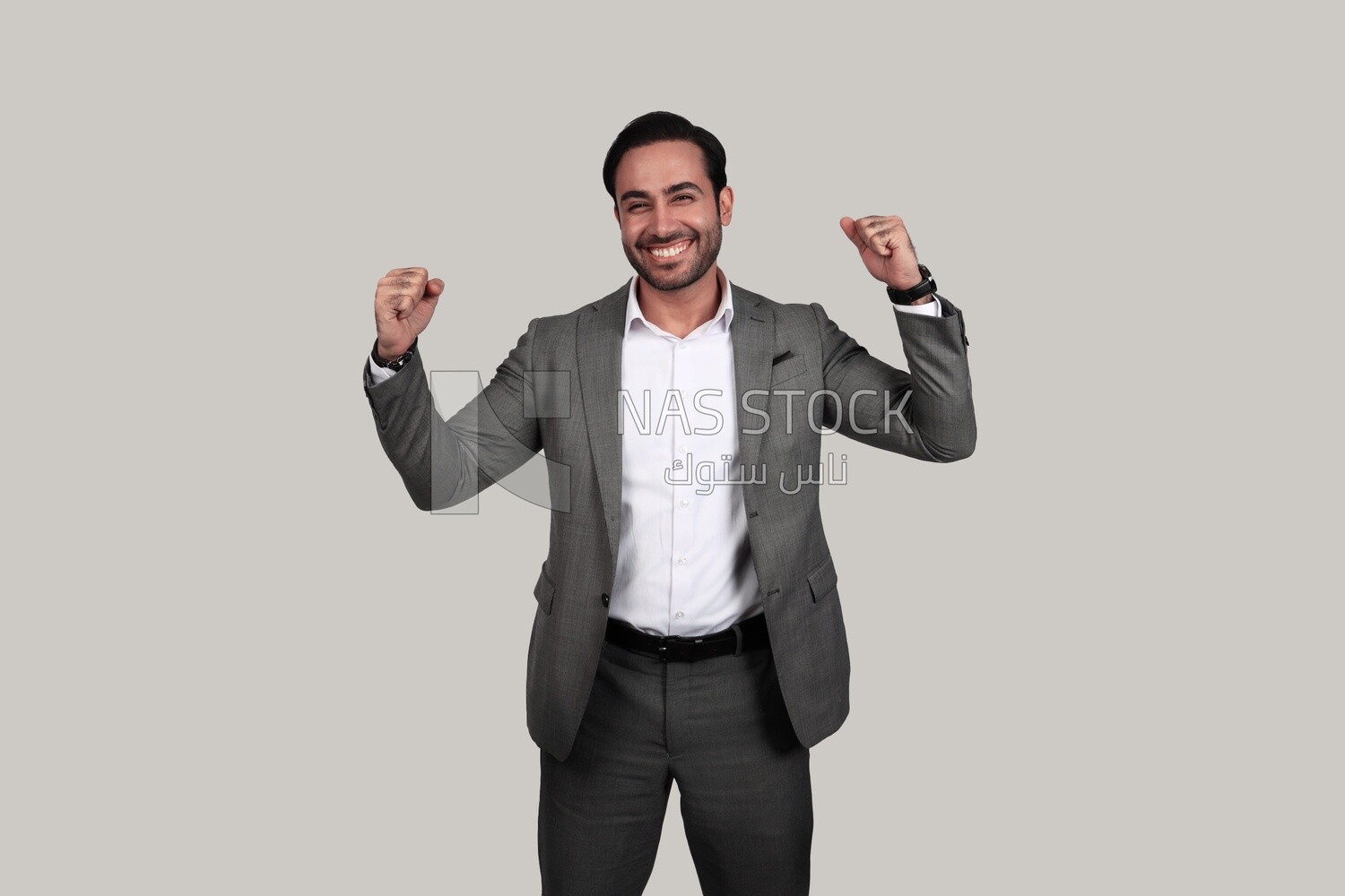 Photo of a businessman with a formal suit with hand gesture, business development and partnerships, business meeting, Model