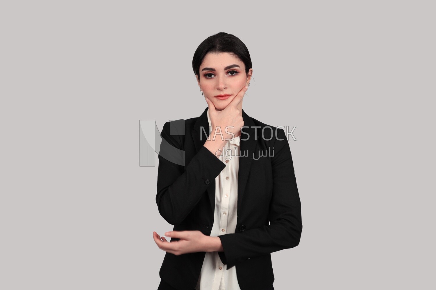Photo of a businesswoman in formal wear standing looks like she is thinking, business development and partnerships, business meeting, Model