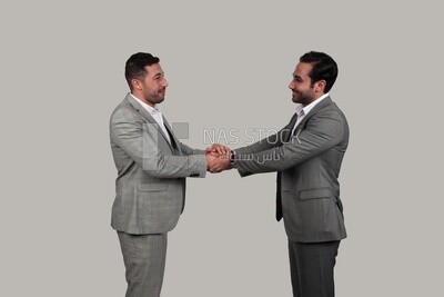صورة لرجلين أعمال يتصافحان ، تطوير الأعمال والشراكات ، اجتماع عمل ، موديل
