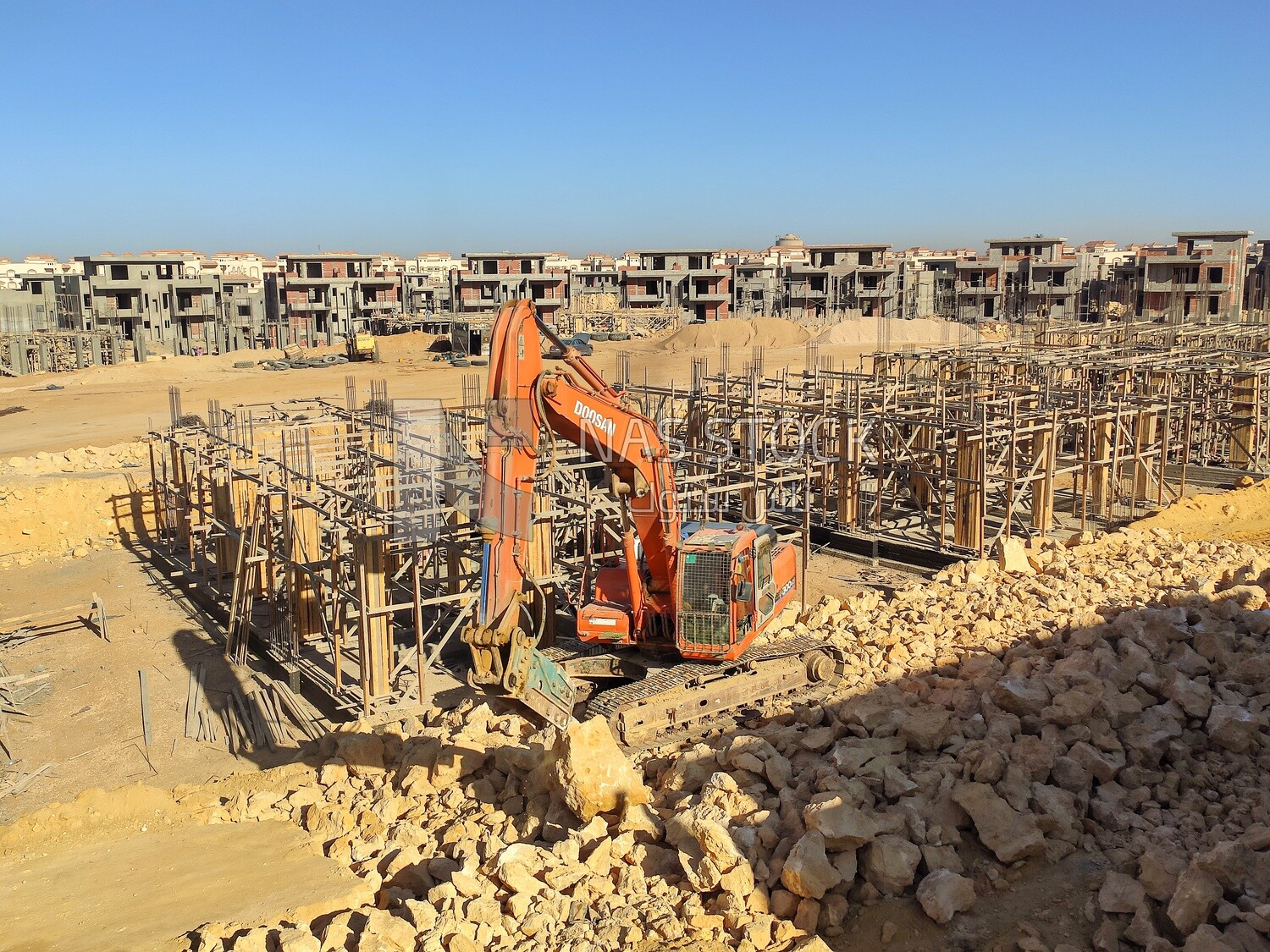 Digging machine at construction site