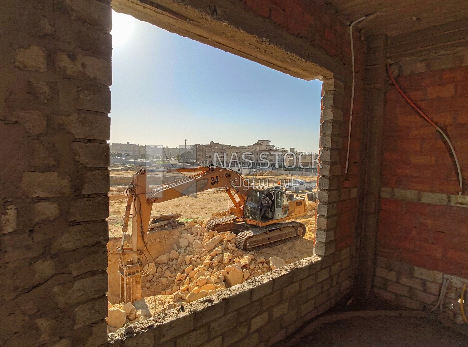 Digging machine at construction site