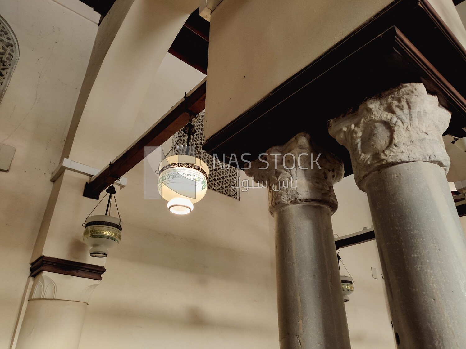 Islamic style lamp hanging in a mosque ,Egypt
