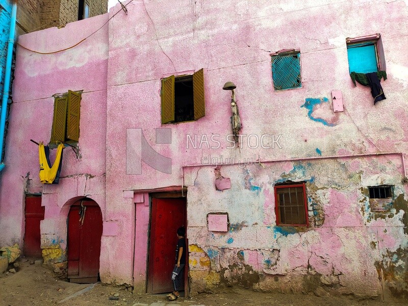 Old house painted pink in one of Cairo's popular neighborhoods