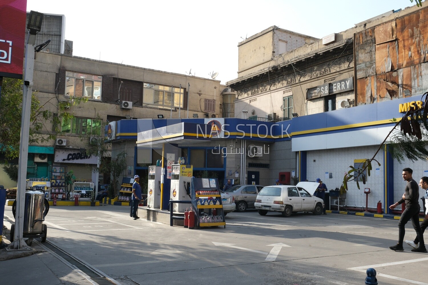 Petrol station for cars, a gas station, filling cars with fuel