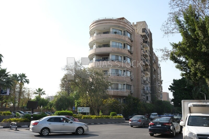 View of an old building in Zamalek,  the Nile island in Egypt