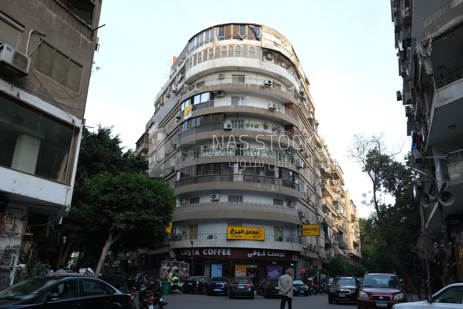 View of an old building in Zamalek,  the Nile island in Egypt