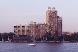 Towers looking at the river, landscapes, nature background, boat