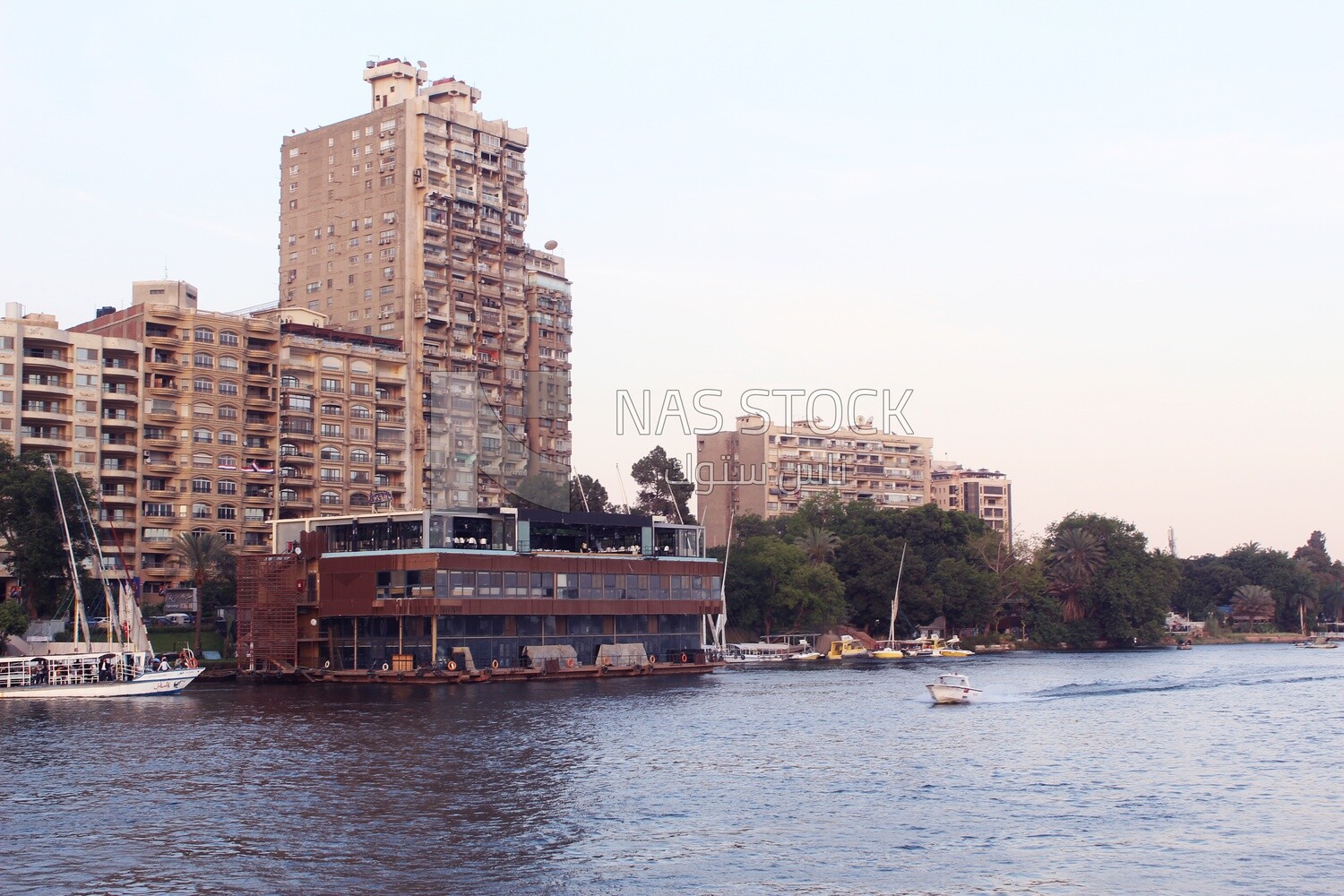 Towers looking at the river, landscapes, nature background, boat