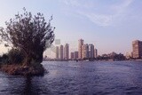 Towers looking at the river, landscapes, nature background, boat