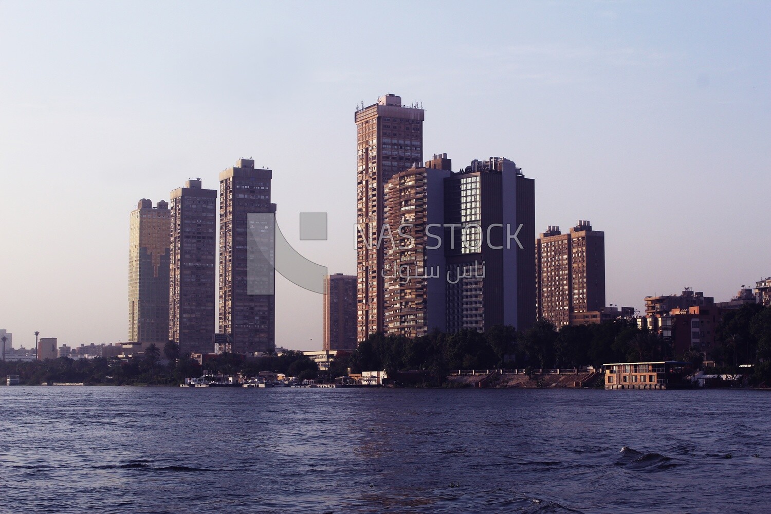 Towers looking at the river, landscapes, nature background, boat
