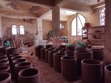 Pottery workshop full of large pottery pots