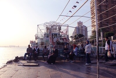 People waiting for the Small ferry boat to cross the river, crossing the river, calm river, landscapes, ships and fishing boats, nature background