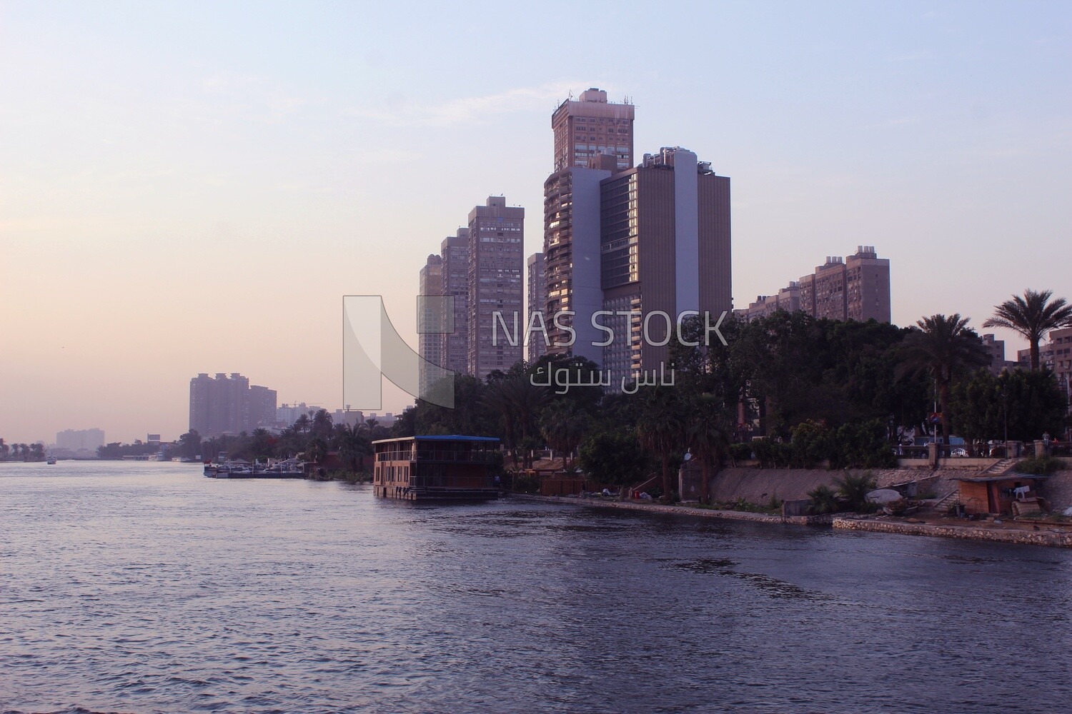 Towers looking at the river, landscapes, nature background, boat