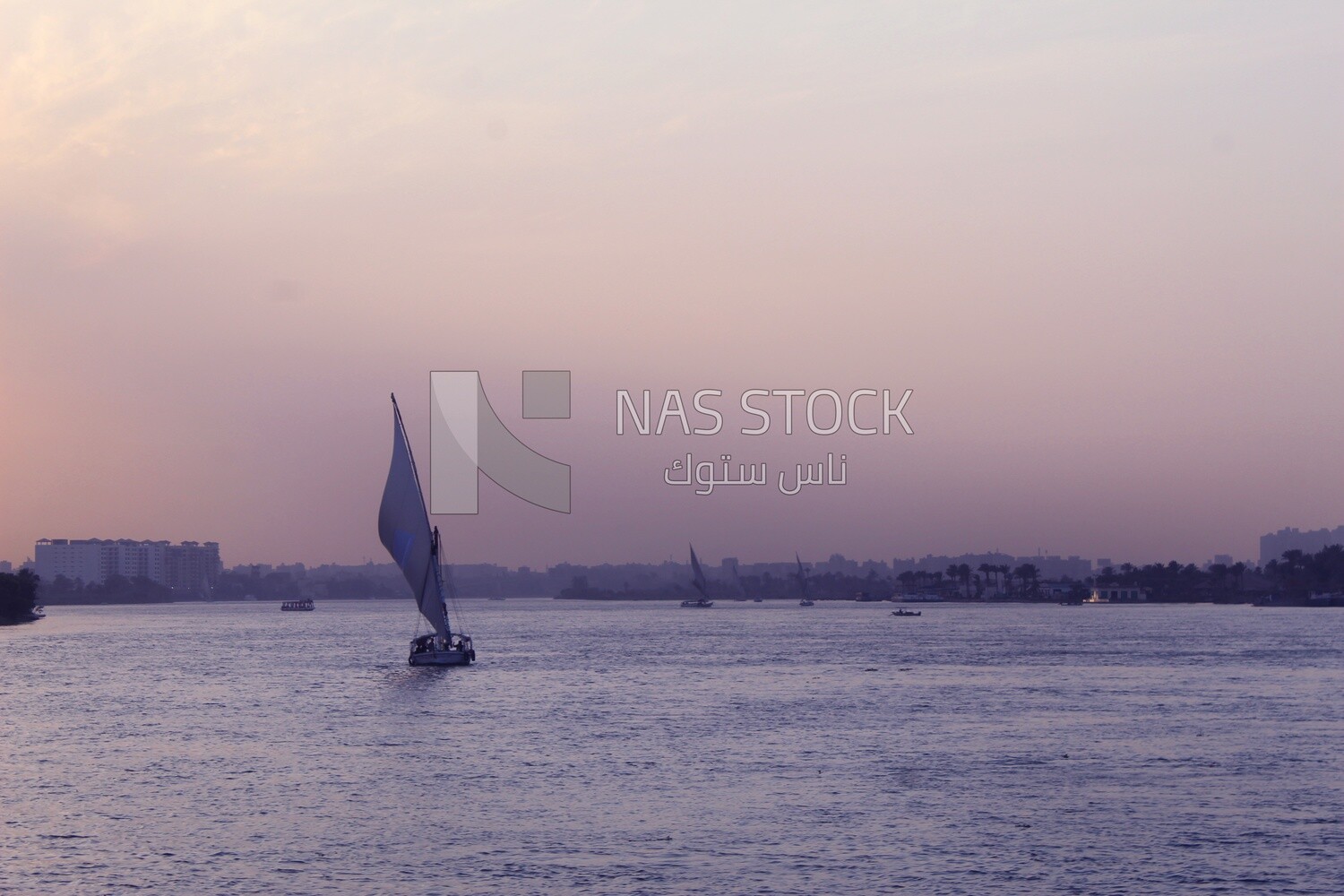 Boat sailing in the river at sunset, landscapes, nature background, boat