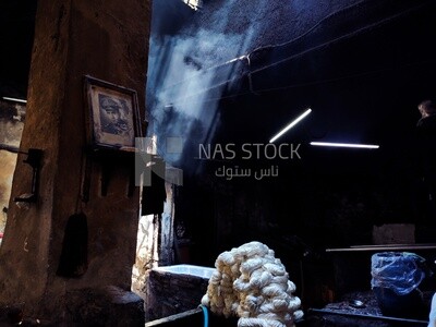 Pile of white threads found in an old dyeing workshop in Egypt