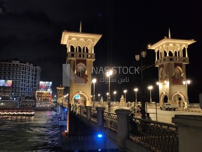 Night picture of the Stanley Bridge, Alexandria