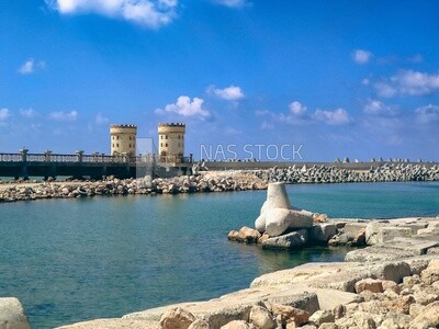 Marine protection project for Qaitbay Citadel, breakwaters on the waterfront and a giant lighthouse