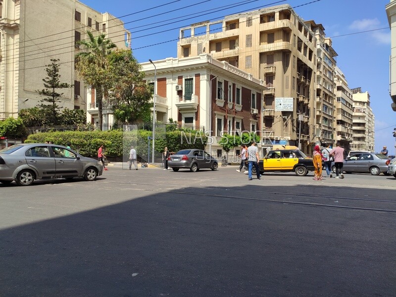 One of the streets of Alexandria, crowded with people and cars
