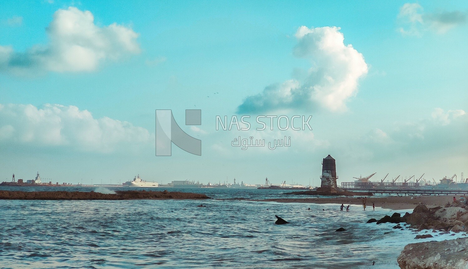 Lighthouse of Al-Max and the bridge leading to it in the Alexandria Sea ,Egypt