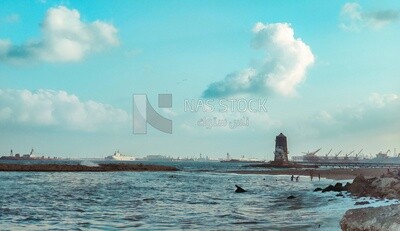 Lighthouse of Al-Max and the bridge leading to it in the Alexandria Sea ,Egypt
