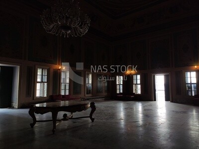 Large hall inside Al-Manasterli Palace in the city of Al-Rawda