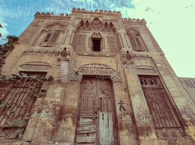 Facade of an ancient burial site in the City of the Dead, Egypt