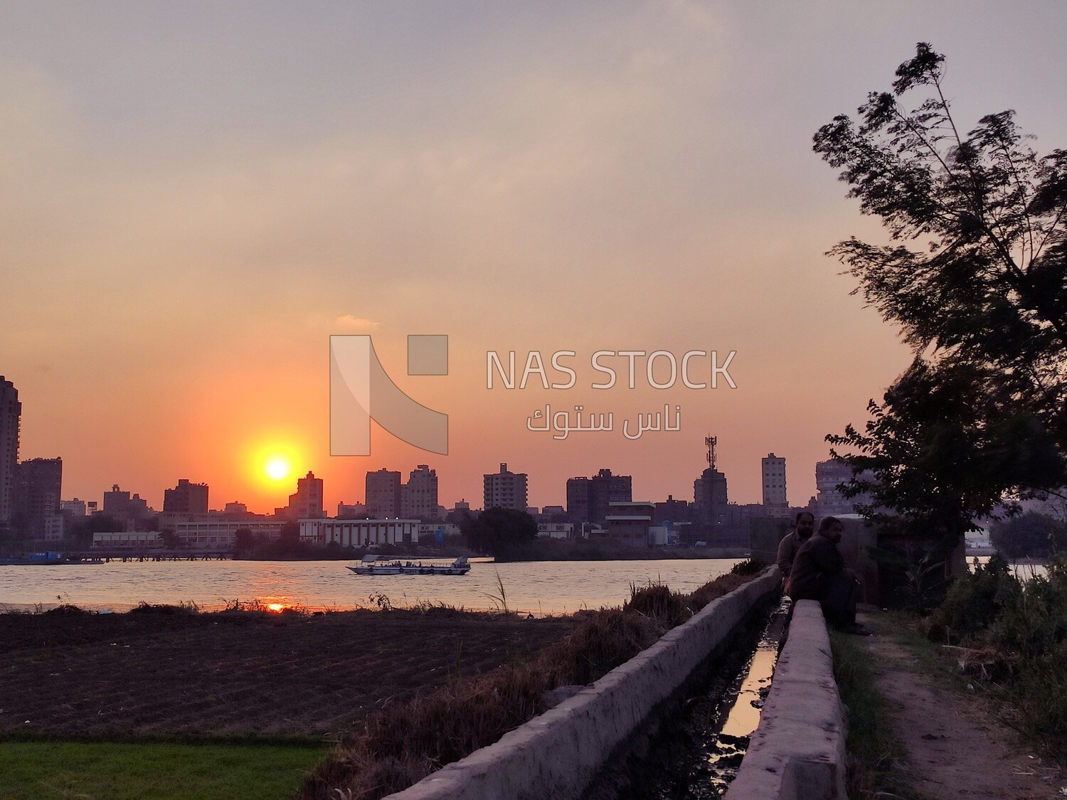 Stunning natural view of the sunset on the Nile River