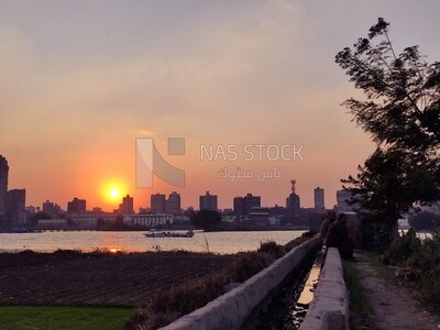 Stunning natural view of the sunset on the Nile River