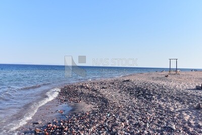 Stunning view of the seashore and small rocks on the beach, Red Sea, Egypt