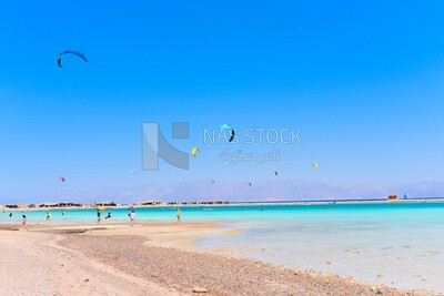Tourist beach ,the Red Sea and tourists in Egypt