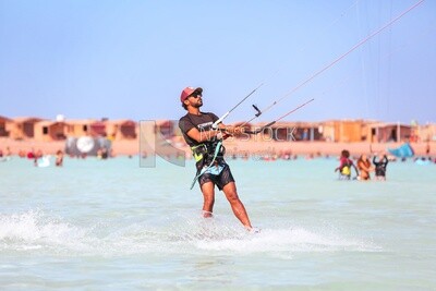 Man enjoys water skiing