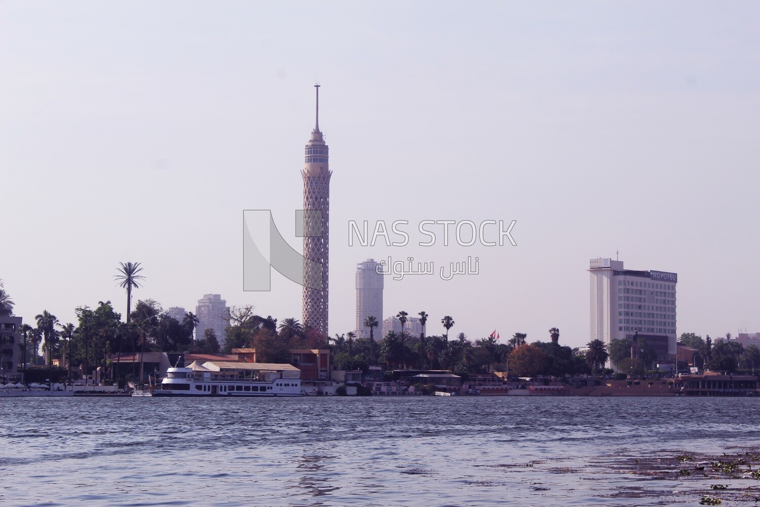 Towers looking at the river, landscapes, nature background, boat