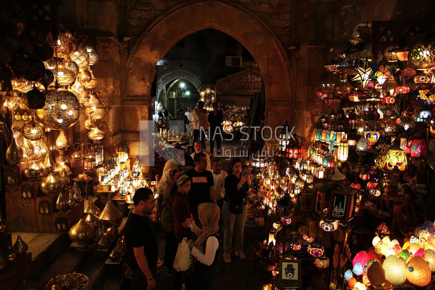 People in lights shop in Al Moez street, street,  decorations, Ramadan Kareem