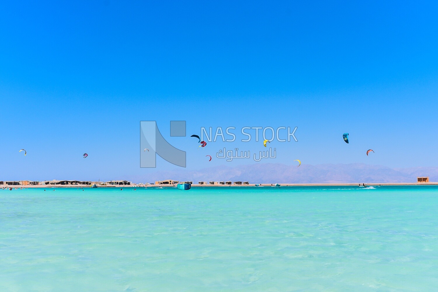 Kite surfing on the red sea In a tourist village , Egypt