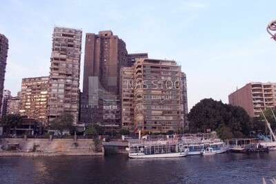 Towers looking at the river, landscapes, nature background, boat