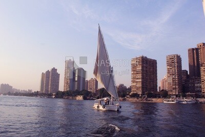 Boat sailing in the river at sunset, landscapes, nature background, boat