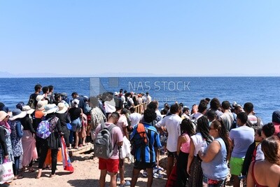 Beach crowded with holidayers
