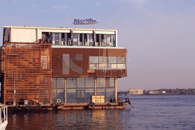 View of the Blue Nile Boat, Maadi Corniche is directly poised on the magnificent Nile River with a prime location in central Cairo, landscapes, nature background, boat