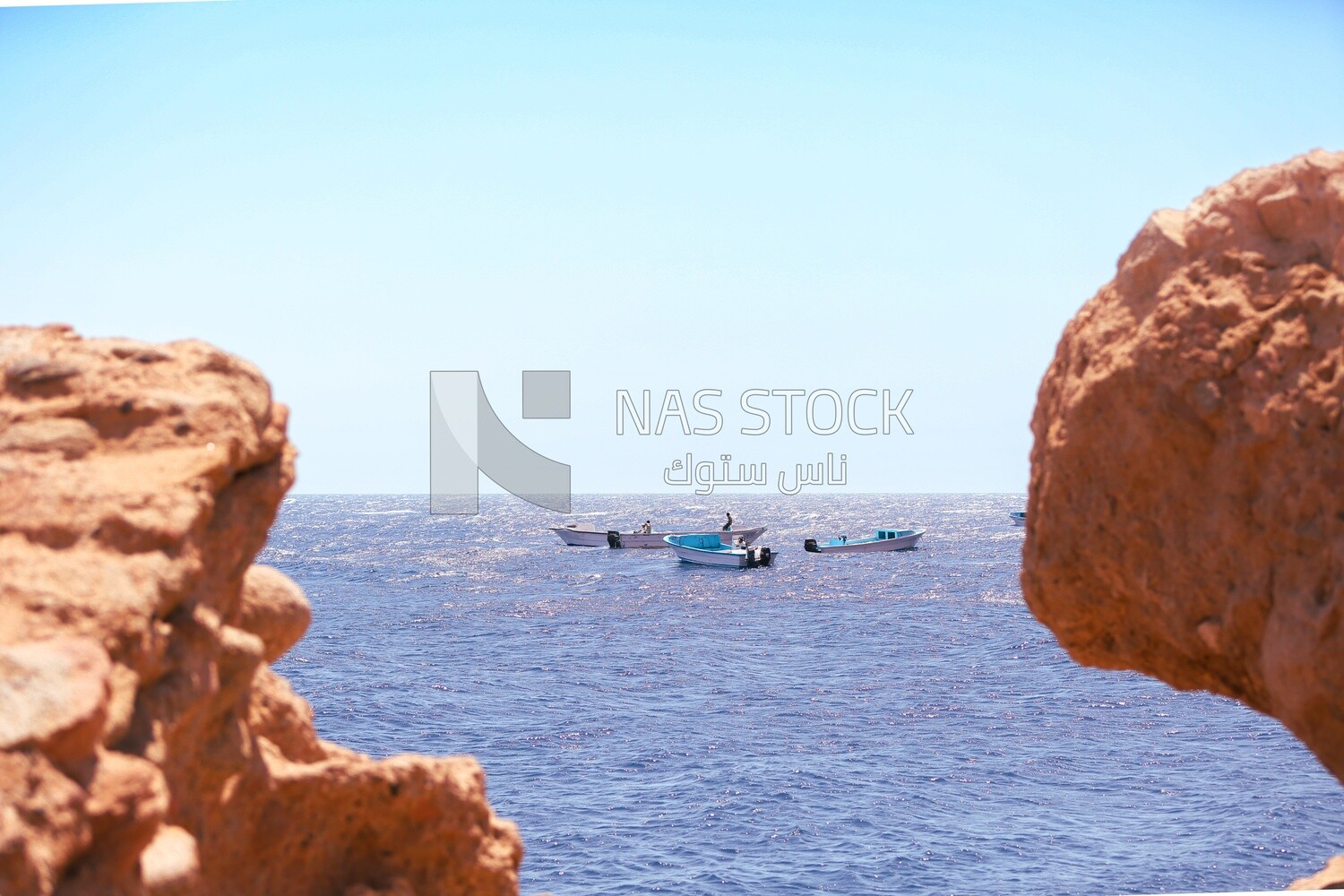 View of the Red Sea from between the rocks, Dahab, Egypt