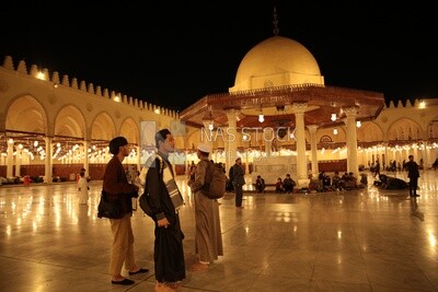 Amr ibn Al-A&#39;as Mosque, performing the obligatory prayer in the mosque, worship and draw close to God