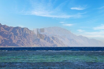 Coastline of the red sea and the mountains