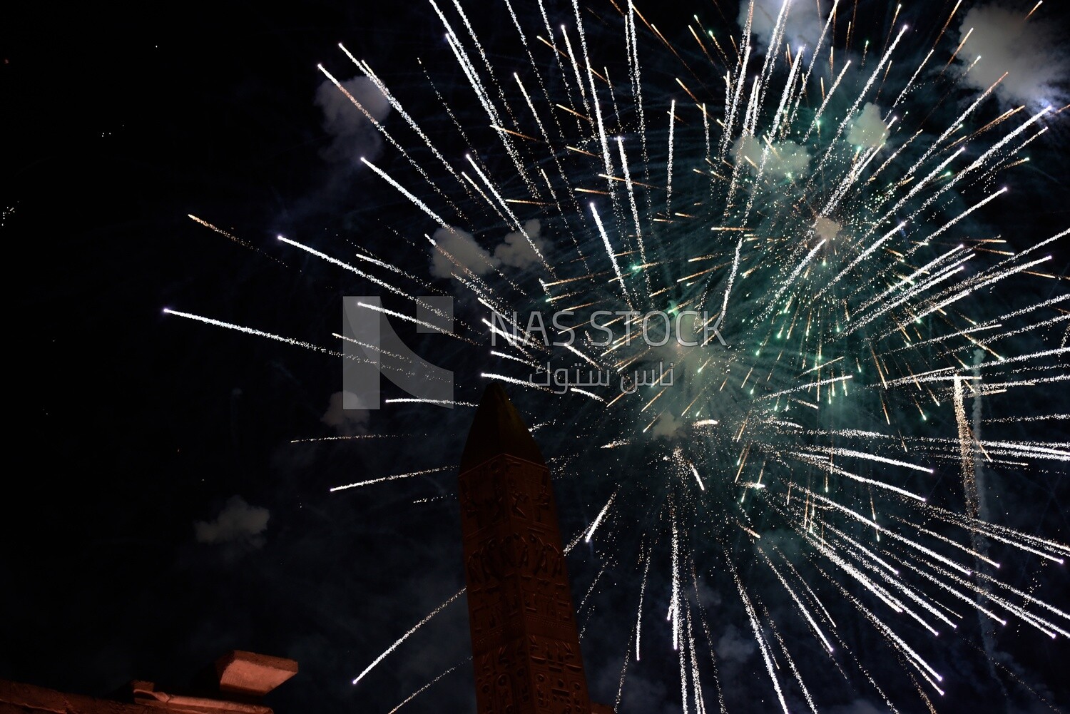 Fireworks over Karnak Temple, Egypt.