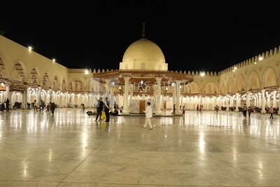 Amr ibn Al-A&#39;as Mosque, performing the obligatory prayer in the mosque, worship and draw close to God
