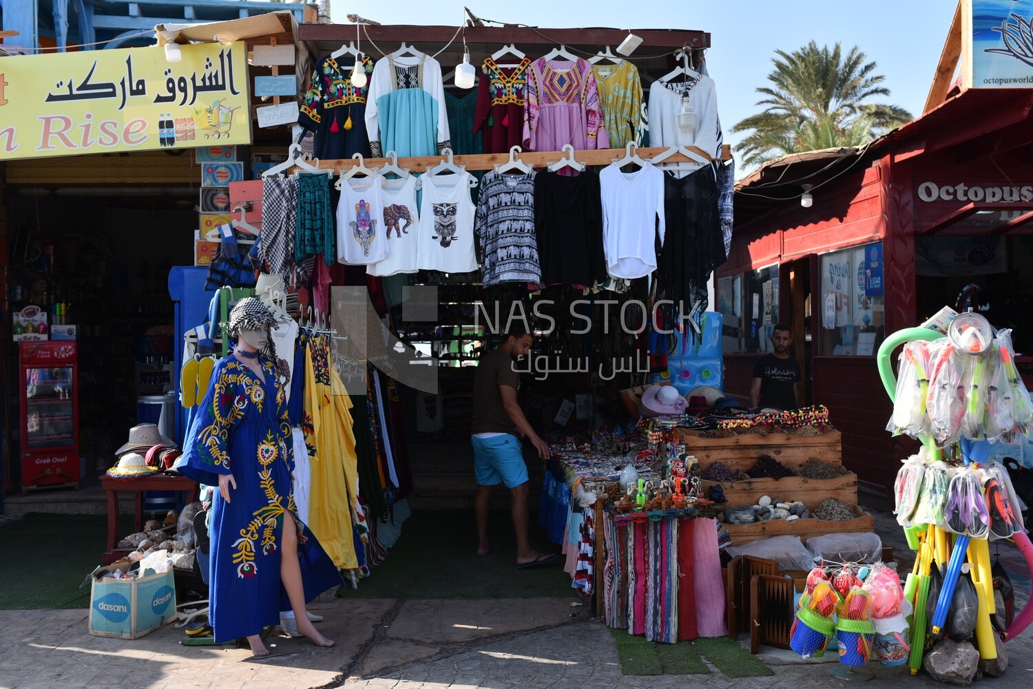 Bazaar selling clothes