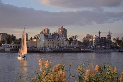Picture showing the Museum of the Revolutionary Command Council, the Fleet Club Hotel overlooking the Nile River and the Nile boats