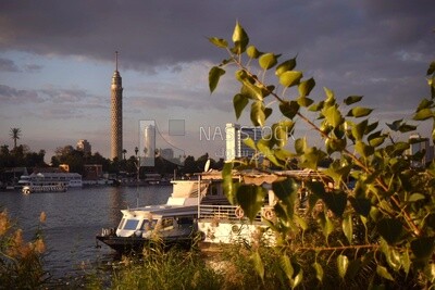 Picture showing the Cairo Tower overlooking the Nile River