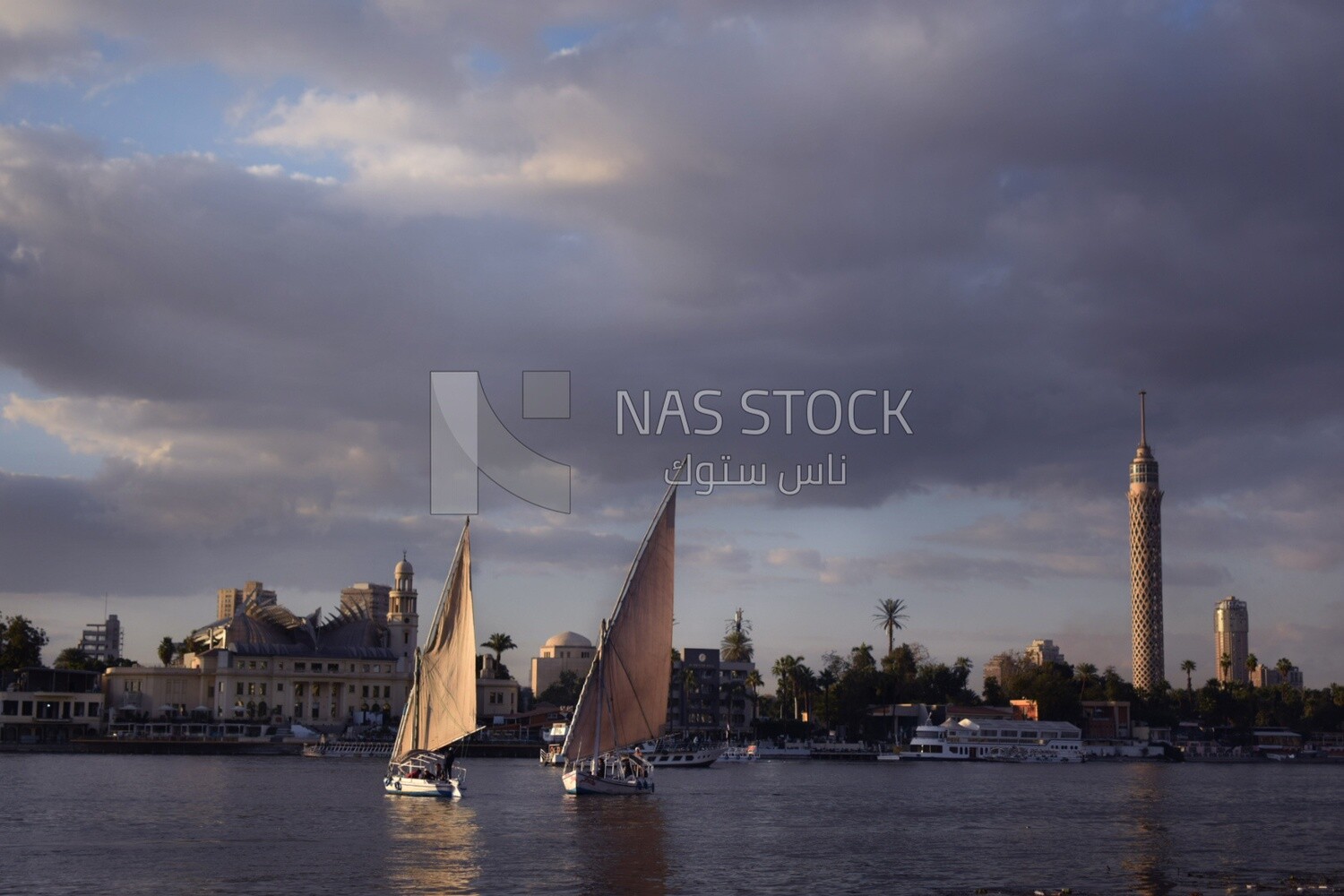 Picture showing the felucca and the Nile boats as they roam the Nile River at the Museum of the Revolutionary Command Council