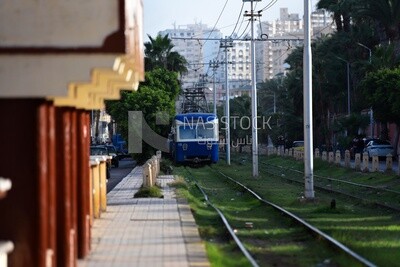 Tram enters the station