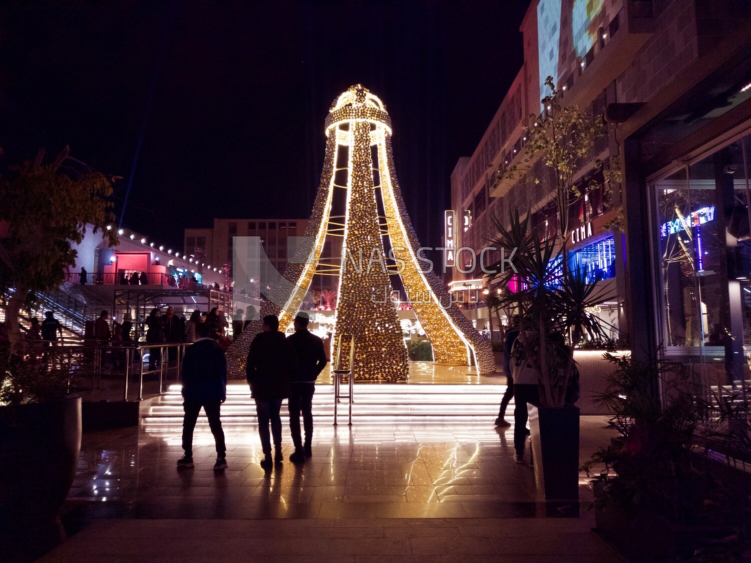 Visitors with lighting tower