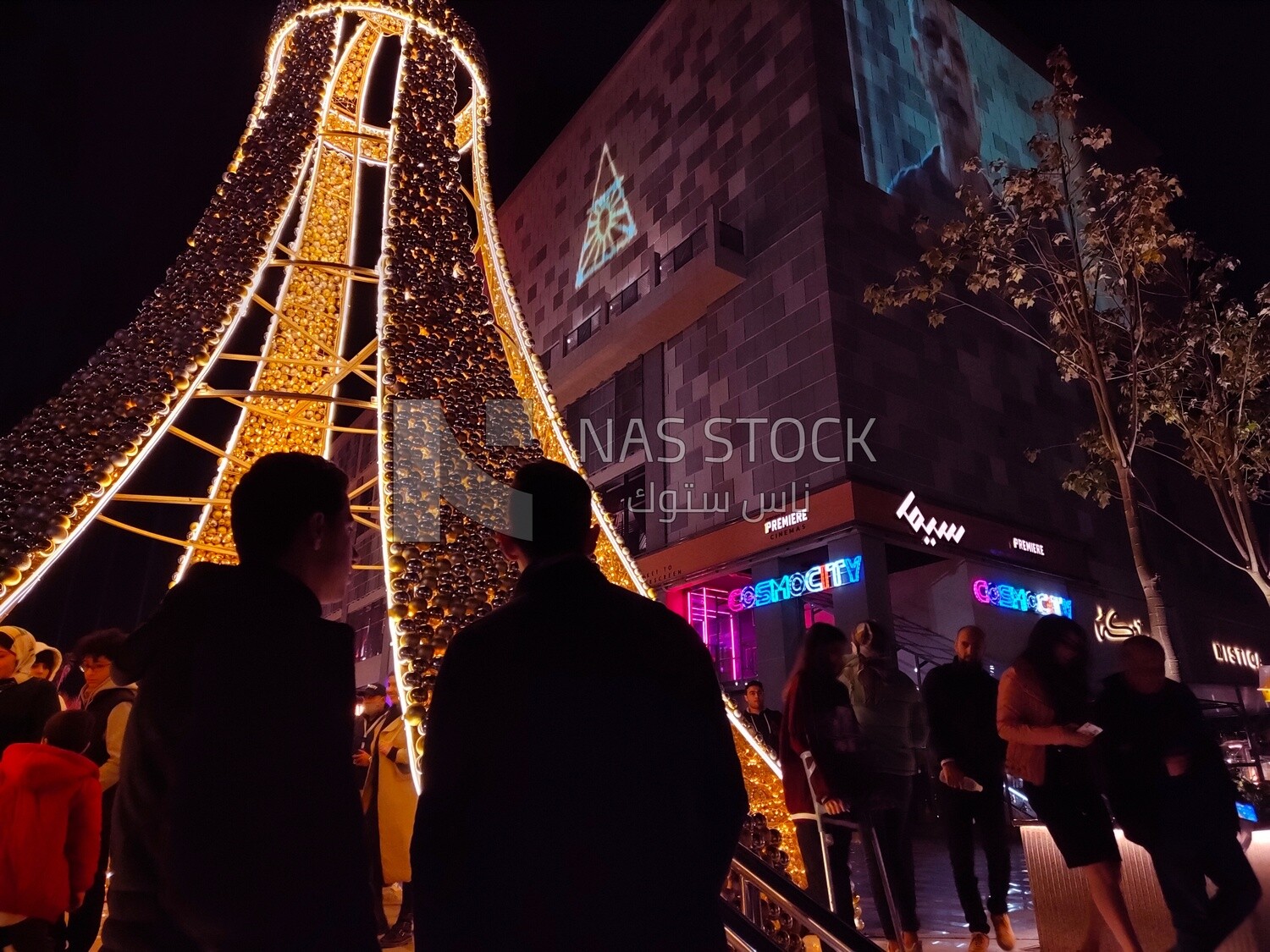 Visitors with lighting tower